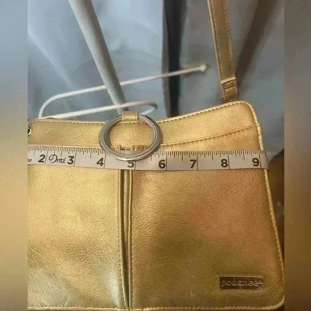 Pouchee Gold Leather Organizer Crossbody Bag - Picture 13 of 13